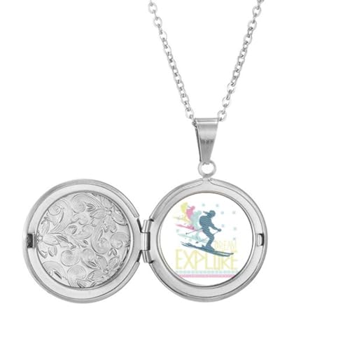 Cadeau d'anniversaire collier médaillon photo de ski unique