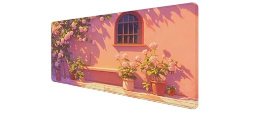 Alfombrilla de ratón XXL de 800x400 mm para escritorio gaming y oficina con diseño floral