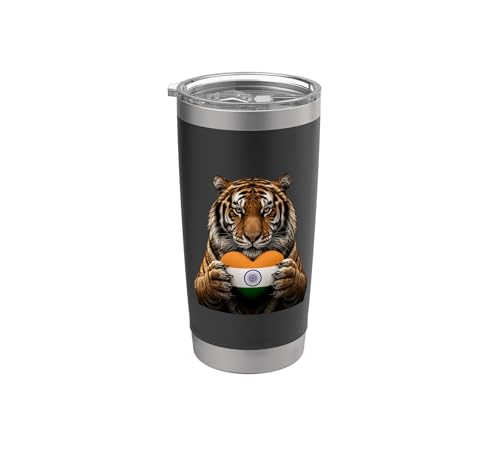 India Flag Heart Pride Country Heritage Tiger Indian Stainless Steel
