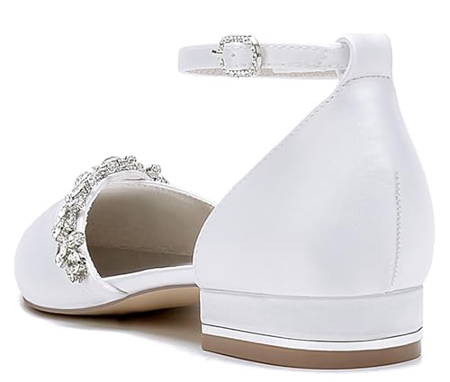 Bride Comfortable Wedding Shoes Womens Prom Pumps with Rhinestone Chains3