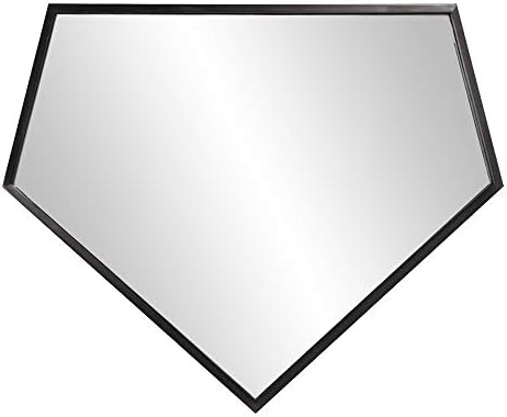 Howard Elliott Collection Quintin Decorative Wall Mirror, Brushed Black Modern Five Sided Pentagon Design with Stainless Steel Frame for Living Room, Entryway & Bedroom, 21 x 17 Inch