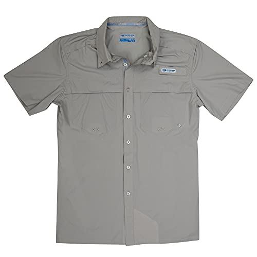 Mossy Oak Men's Standard Fishing Shirts Short Sleeve Offshore, Cool Grey, Large #TOP9