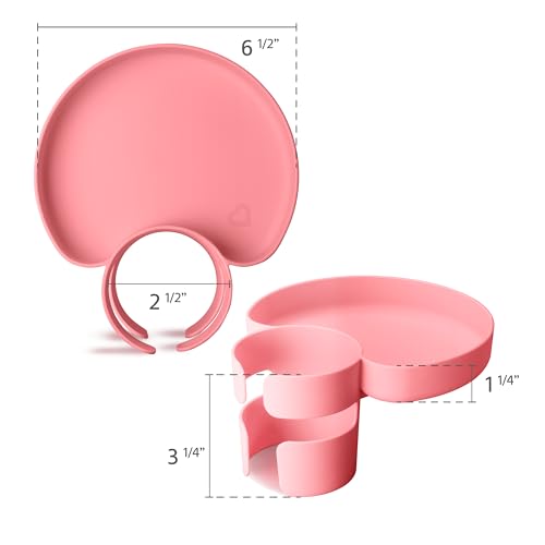 Munchkin Carseat Tray with Miracle 360 Sippy Cup for Toddlers 1-3 - Travel & Road Trip Accessory for Kids, Mess-Free Snacking and Spill Proof Drinking in The Car, Pink - image 6