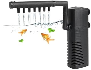 Fish Tank Filter, 3 in 1 Fish Tank Submersible Pump, Low Noise Design with Spray Rod, 5W Built-in Filter Pump, with Oxygenation Function, Suitable for Small Aquariums/Turtle Tanks/Fish Tanks