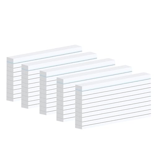 Fhlbestyu Schedario formato A7, 500 pezzi, 7,4 x 10,5 cm, per annotare le ricette, lasciare un messaggio, apprendimento del vocabolario (bianco)