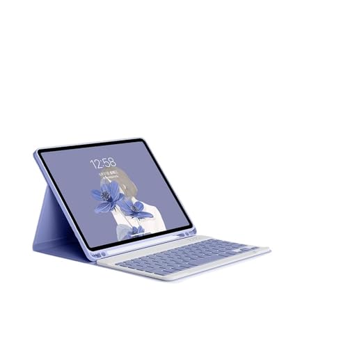 Funda de cuero con teclado desmontable para iPad Air 5 de 10,9 pulgadas acabado premium morado