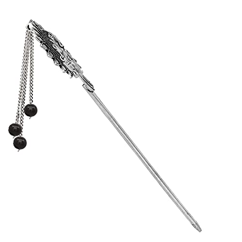 Image of V L IMPEX Peacock Design Hair Stick For Bun Designer Metal Hair Pin For Women (Vlhp31Blk), Black