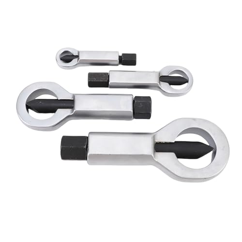 Heavy Duty Nut Splitter Set | 4 Sizes 9-27mm Extract Damaged/Rusted/Seized Nuts | Metal Nut Cracker & Bolt Extractor Tool Kit for Automotive/Workshop/Home