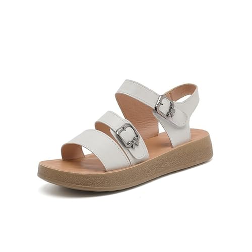 Women's Flat Sandals Two Bands Open Toe Platform Sandals Adjustable Ankle Strap For Summer Outdoor Dressy Daily Work