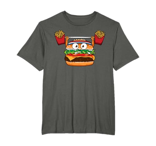 Funny Burger Gewichtheben Pommes Hamburger Cheeseburger Witz T-Shirt