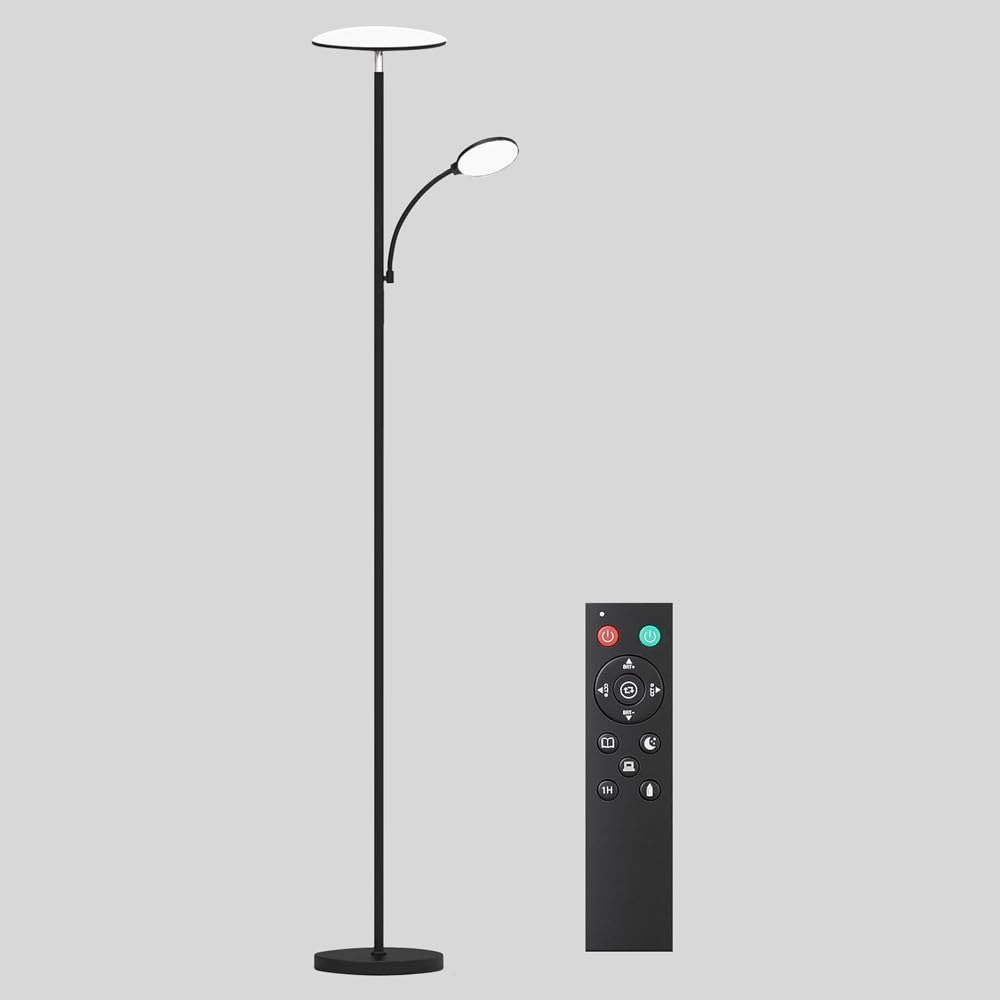 wonderlamp Lámpara de pie LED Brenan CCT Dim (30+6W). Luz regulable, control táctil
