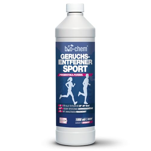 bio-chem Geruchsentferner Sport 1000 ml | Sportwaschmittel gegen Schweißgeruch | Waschzusatz für Sportkleidung & Funktionswäsche | Probiotisch & enzymatisch | Made in Germany