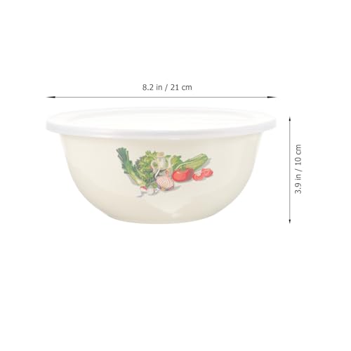 Tazón vintage de esmalte con tapa 20 cm blanco Homoyoyo miniatura 2