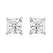10K White Gold Swarovski Zirconia Princess Cut Stud Earrings (1 cttw)