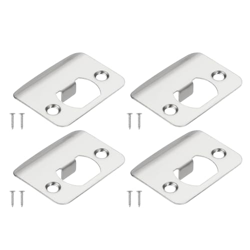 PATIKIL Door Strike Plate 2-1/4"x1-3/4",4 Pcs Round Corner Extended Lip Strike Plate, Universal Security Latch Strike Deadbolt Strike with Screw Interior & Exterior Doors,Silver by PATIKIL - Used condition - CA$15.24