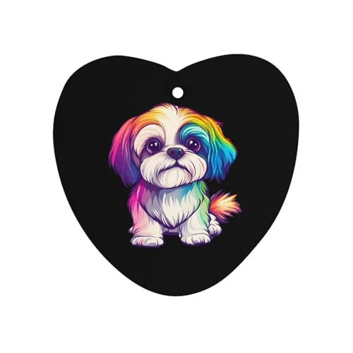Colorful Shih Tzu Car Air Freshener Hanging Aromatherapy Tablets for Car Accessories Love form