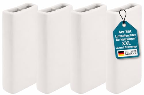 Luftbefeuchter für Heizung 4 Set ohne Haken Ersatz - Keramik Wasserverdunster 400ml - weiß - Wasserverdunster Verdampfer Verdunster Heizkörper Luftreiniger - Neutral