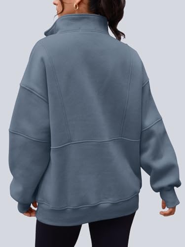 Image of AUTOMET Women's Quarter Zip Oversized Sweatshirt Fleece Mock Neck Pullover