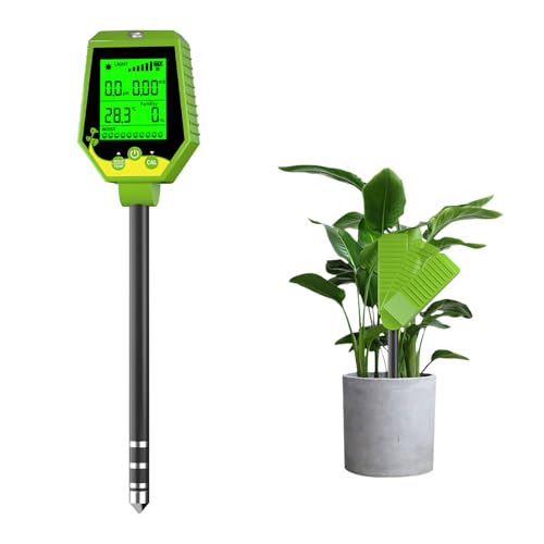 YIYEGO Soil Meter, 6-in-1 Digital Plant Soil Moisture Meter with Moisture, Fertility Light, PH, EC, Temp