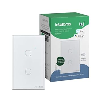 Interruptor Touch Inteligente Compatível Com Alexa Com 2 Teclas EWS 1002 Branco Intelbras
