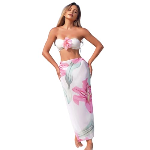 Maillot de bain push-up 3 pièces galbant avec son haut bandeau dos nu
