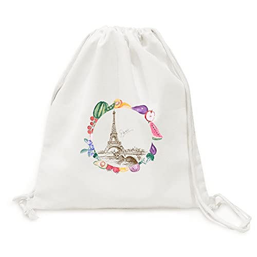 Sac en tissu pliable à sangle fruits légumes la tour eiffel paris