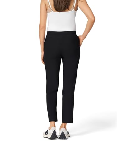 Cable & Gauge Women's Smock Waist Pants, Knit Fabric, Adjustable Drawstring, Ankle-Length, Casual Wear, Jetblack3