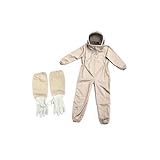 SEWOART ワンピース養蜂服手袋付き カーキ ランダムスル 完全保護養蜂スーツ 視認性向上 耐久性生地 全身保護用のベールデザイン付き 養蜂