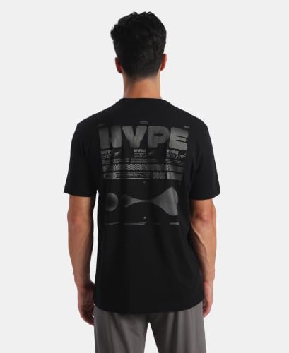Image of Jockey 2718 Men Super Combed Cotton Rich Graphic Printed Round Neck Half Sleeve T-Shirt Black L
