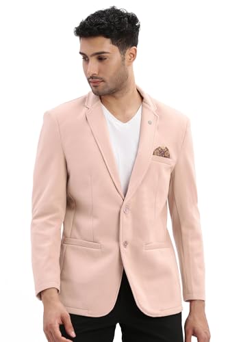 Image of SHOWOFFFF Men Solid Single Breasted Casual Blazer | Notched Lapel Full Sleeves Cotton Blazer for Mens | Slim Fit Regular Length Blazer for Men's
