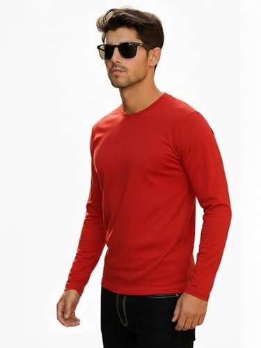 Image of Veirdo Pure Cotton Round Neck Regular Fit Solid Full Sleeve T-Shirt for Men & Boys (Available in Black, Cork, Green, Maroon, Navy, Swanwhite & White Color)