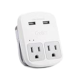 European International Travel Adapter Plug Kit Grounded Dual USB - 2 USA Outlets Input Plugs for...