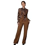 Wzmxtv Long Sleeve Jumpsuit for Women Sexy Leopard Print Romper Business Casual Jumpsuits with Pockets Semi Formal Straight Leg Pants Spring Fall Travel Vacation Outfit Brown XL