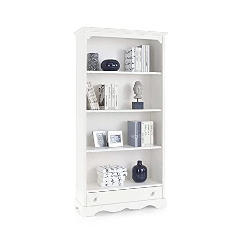 ✅libreria in legno laccato bianco con cassetto nella parte inferiore e 4 ripiani Dimensioni: cm 94 x 36 x 189 h