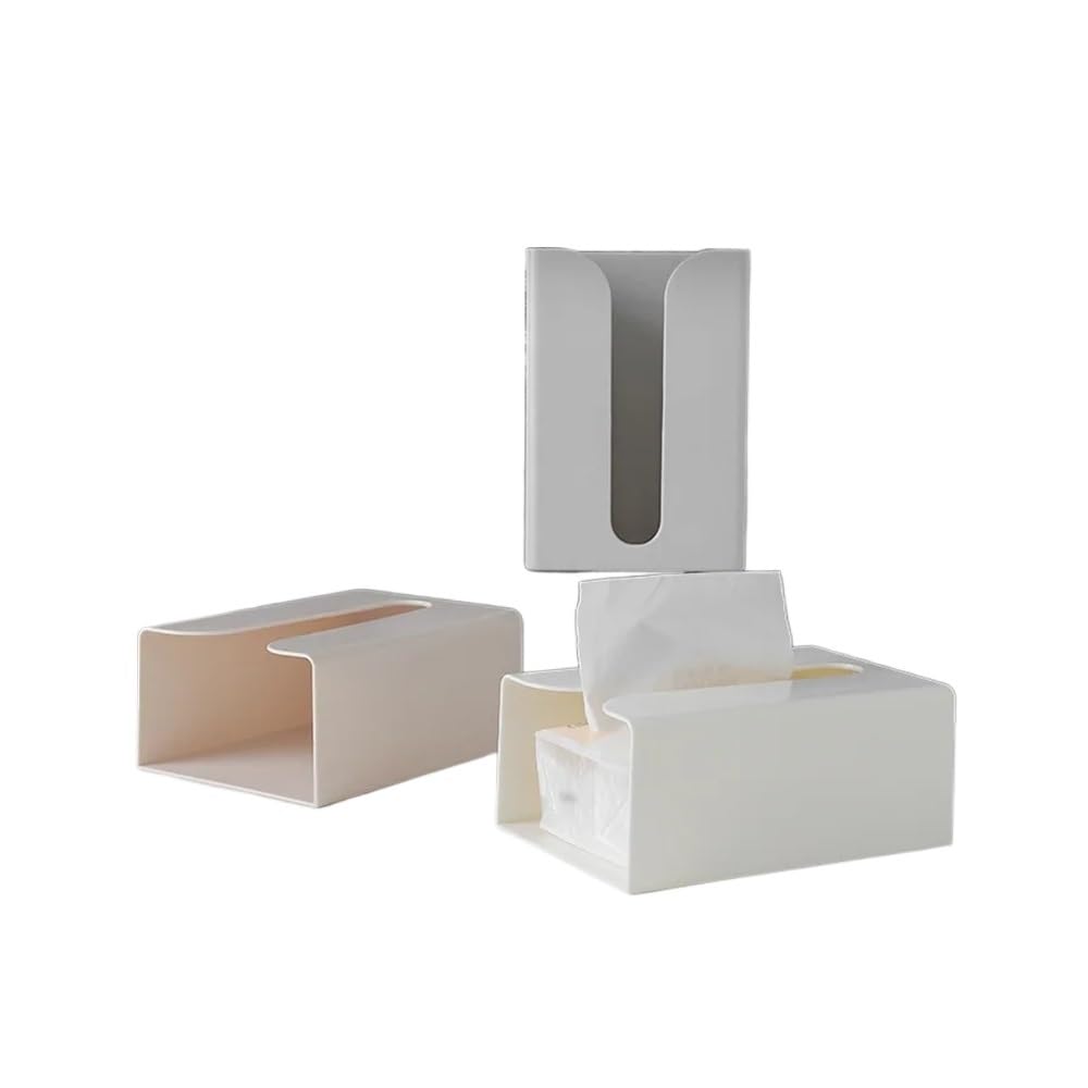 Aimanqi 3Pcs Multipurpose Tissue Box Rectangular Tissue Storage Box Bathroom Wall Mounted Toilet Paper Case Desktop Napkin Box Bathroom Box(3Pcs)
