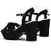 syztsho Women's Platform Heels Ankle Strap Sandals Peep Toe Suede Wedges Sandal Fashion Wedding Sexy Dress Block Chunky High Heel Pumps Black Size US 7 CN 38