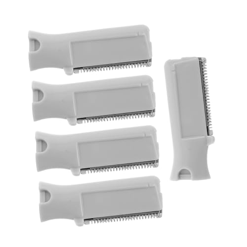 POPETPOP 5個 眉毛カミソリ替刃 交換 顔かみそり フェイシャル 曲がった シェーバー レディ 男性用眉カミソリ 眉のかみそり 男性のための目の眉トリマー プラスチック Dark Grey