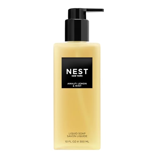 NEST New York Liquid Soap Amalfi Lemon & Mint - 10 fl oz - Cleanses & Nourishes Skin - Approx. 300 Pumps Per Bottle - Gluten Free & Cruelty Free
