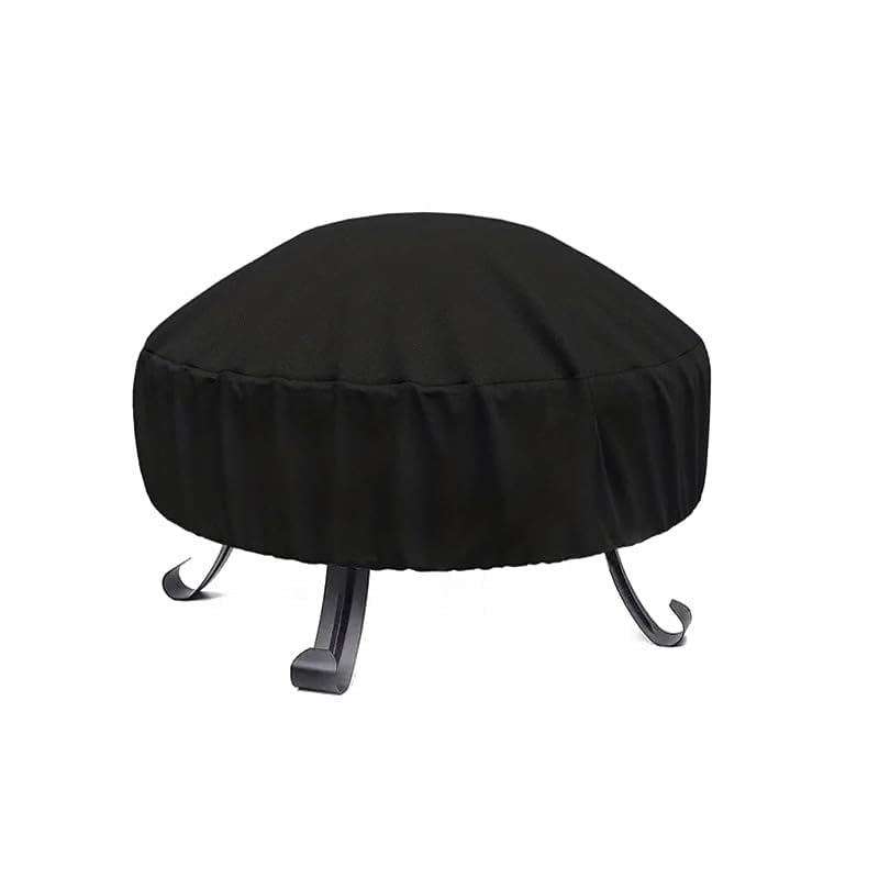 Housse de protection imperméable pour brasero et foyer de jardin rond - Tissu Oxford résistant aux intempéries et aux UV - Coupe-vent pour barbecue, feu de...