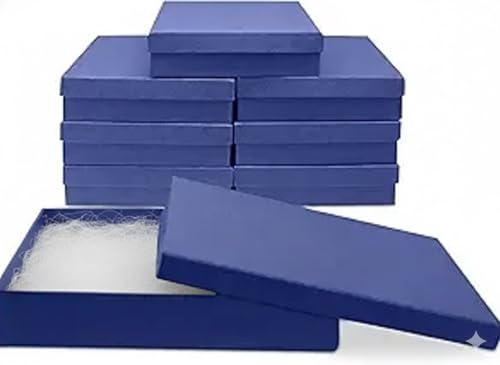 Novel Box Blue Cardboard Jewelry Gift Box with Lid 8 Pack 7x5x1.25 In