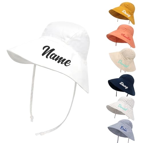 Dyoart Custom Toddler Sun Hat, Foldable UPF 50+ Wide Brim Baby Boy Girl Hat Adjustable Summer Beach Hat Outdoor Bucket Hats