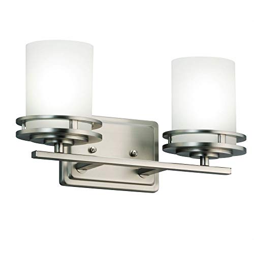Image of Kichler Hendrik 14.5 inch 2 Light Vanity Light with Satin Etched Cased Opal Glass Brushed Nickel