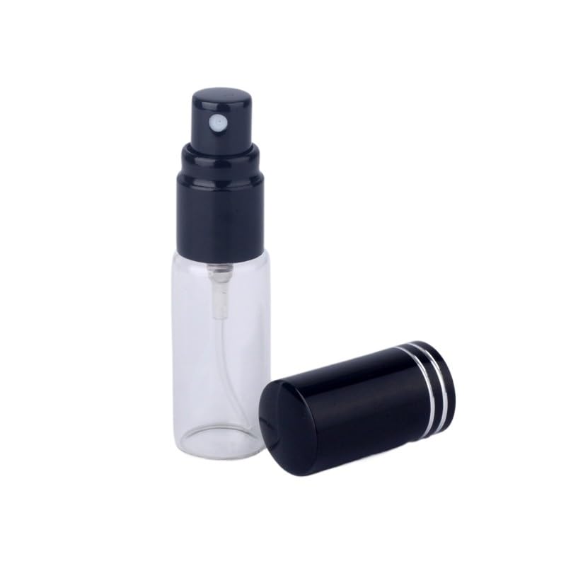 100 sztuk/partia 5 ml przenośny pusty futerał na kosmetyki podróżna butelka z rozpylaczem perfumy na prezent próbka mini butelka perfumy pojemniki na makijaż (kolor czarny)