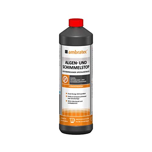 Ambratec Algen und Schimmelstop entfernt Schwarzschimmel Grünbelag Algen 1 Liter Flasche