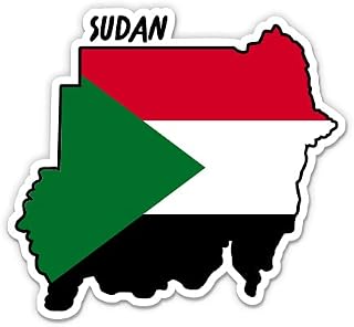 Squiddy Sudan Map with Flag - Vinyl Sticker Decal for Phone, Laptop, Water Bottle - 3"