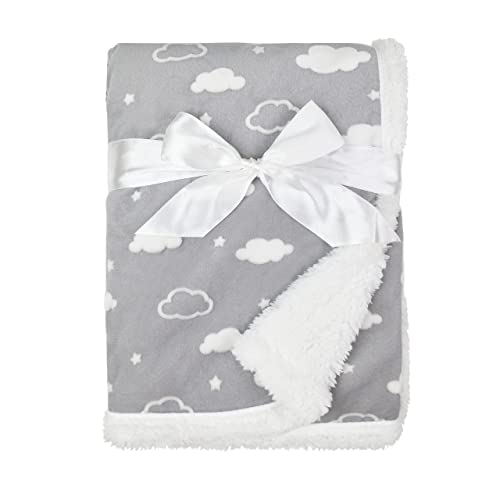 Image of American Baby Company Soft Chenille Sherpa Receiving Blanket 30 inchx35 inch 3D Gray, Warm Cozy for Baby Boys Girls, Perfect for Carrier, Stroller & Travel