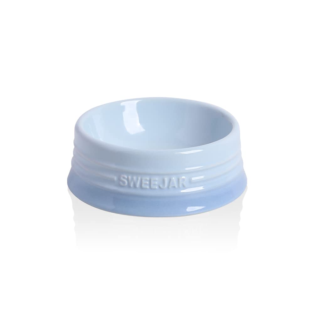 Sweejar Ciotola Per Cani In Ceramica Per Cuccioli E Gattini, Ciotola In Porcellana Per Cibo E Acqua, 226,8 G (Blu Chiaro Sfumato)-image