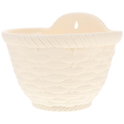 DIYEAH Vaso da Fiori Sospeso in Rattan Sintetico Resistente per Balcone Giardino Interni ed Esterni Fioriera da Parete Elegante e Decorativa Vaso Appeso per Piante Colore Beige Taglia