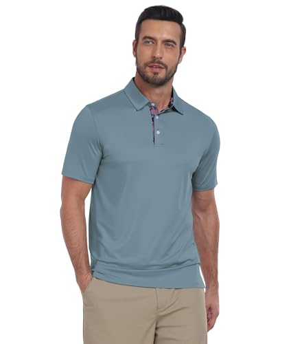 Image of ZITY Golf Shirts for Men Short Sleeve Moisture Wicking Solid Performance Designed Print Collared Casual Polo Shirt