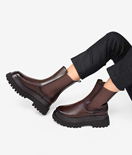 Bottes marron élastiques au design épuré sans fermeture - 5